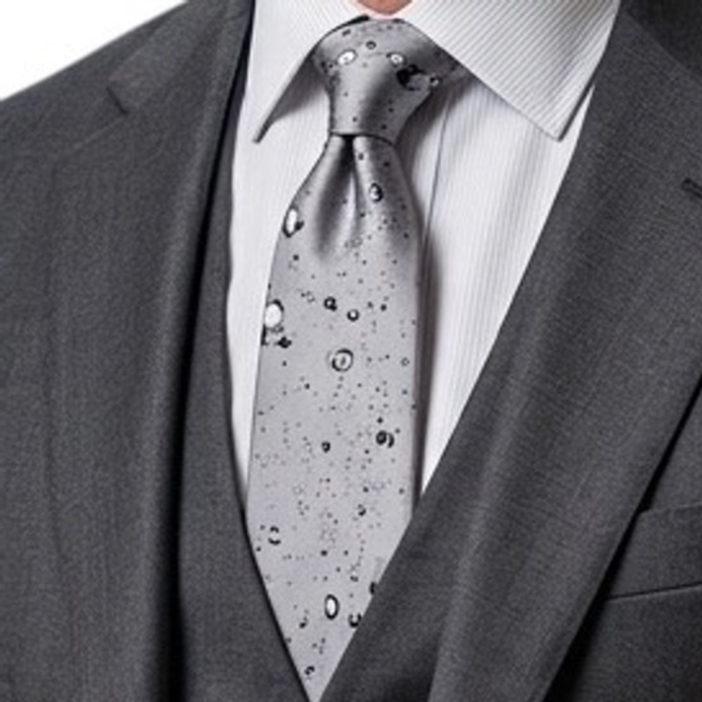 Swiss Silk Art Institute of Chicago Grey Abstract Splatter Silk Tie Mens Necktie